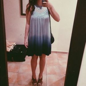 High Neck Blue Ombré Dress